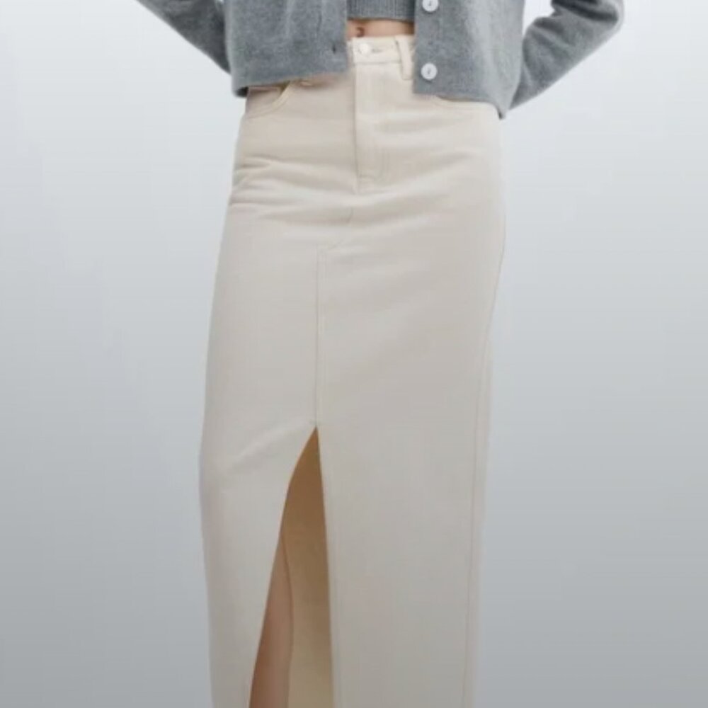 Mango Slit denim cream skirt - size xs
